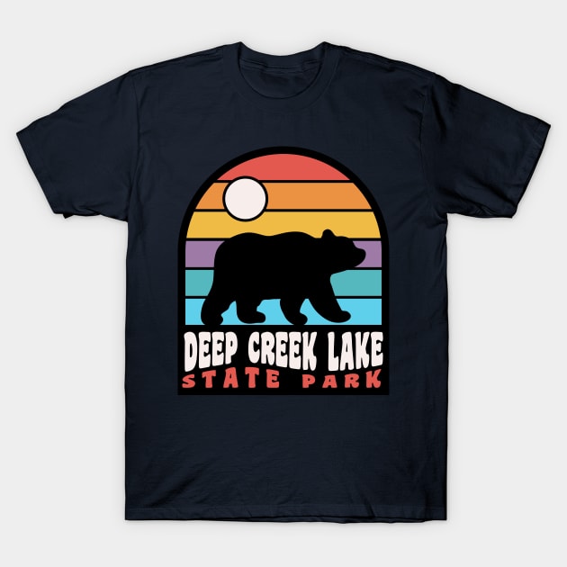 Deep Creek Lake State Park Maryland Bear Badge T-Shirt by PodDesignShop